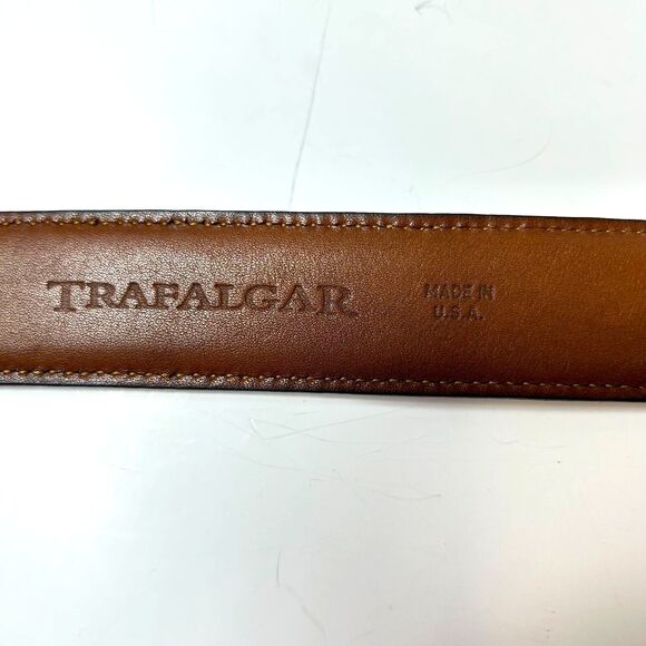 Vintage Trafalgar Brown Lizard Embossed Leather Silver Buckle Belt & Tip Sz 42 - Picture 8 of 11
